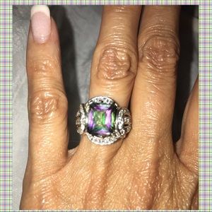 Purple Multicolored Amethyst CZ Sterling 925 ring